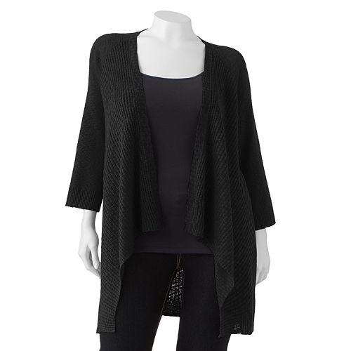 Plus Size Croft & Barrow® Ribbed Open-Front Cardigan