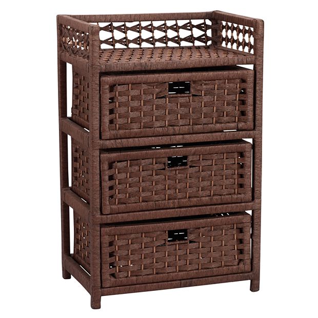 Household Essentials Seagrass, Rattan 3 Drawer Unit