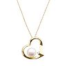 10k Gold Freshwater Cultured Pearl and Diamond Accent Heart Pendant