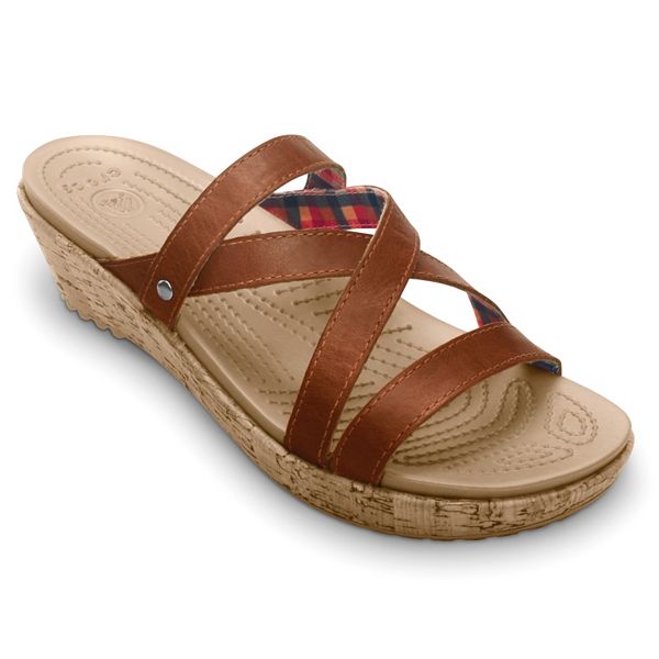 Womens leather store crocs sandals