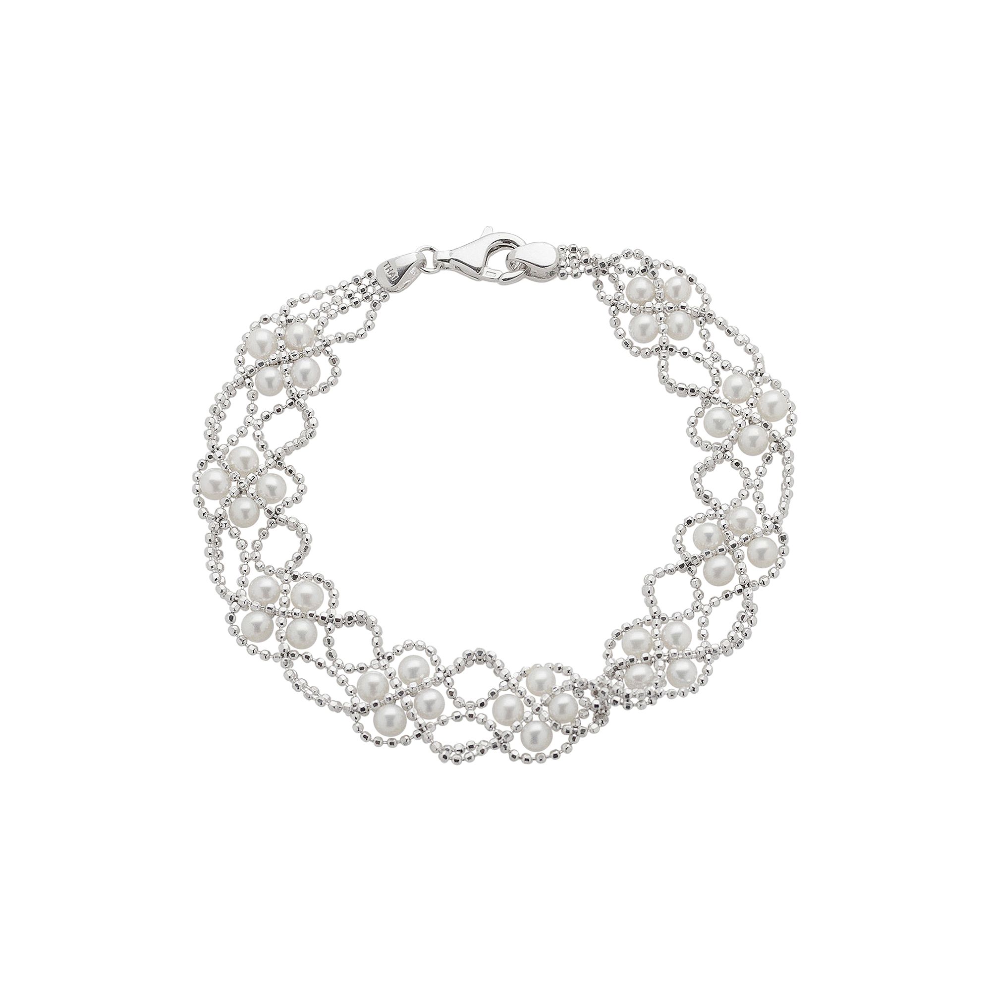 Sterling Silver Freshwater Cultured Pearl Bracelet, Womens, Size: 7.5, 