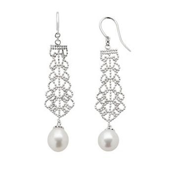 PearLustre by Imperial Sterling Silver Freshwater Cultured Pearl Linear Drop Earrings