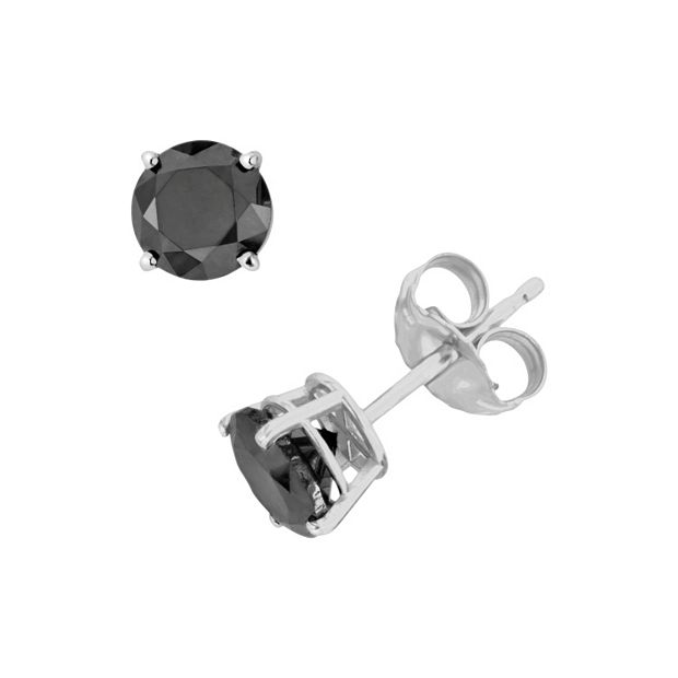 Men's Diamond Stud Earrings Round-cut 10K White Gold