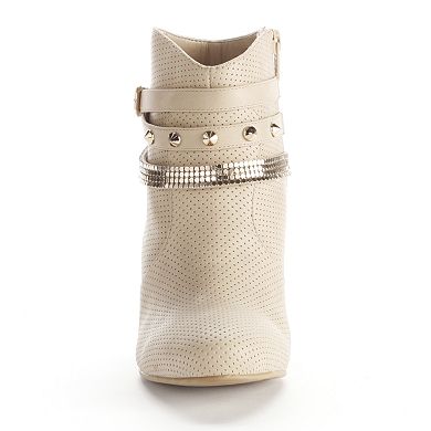 Jennifer Lopez Perforated Studded Ankle Booties - Women