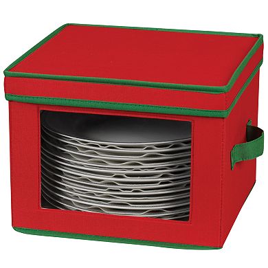 Household Essentials Holiday Dinner Plate Lidded Storage Chest