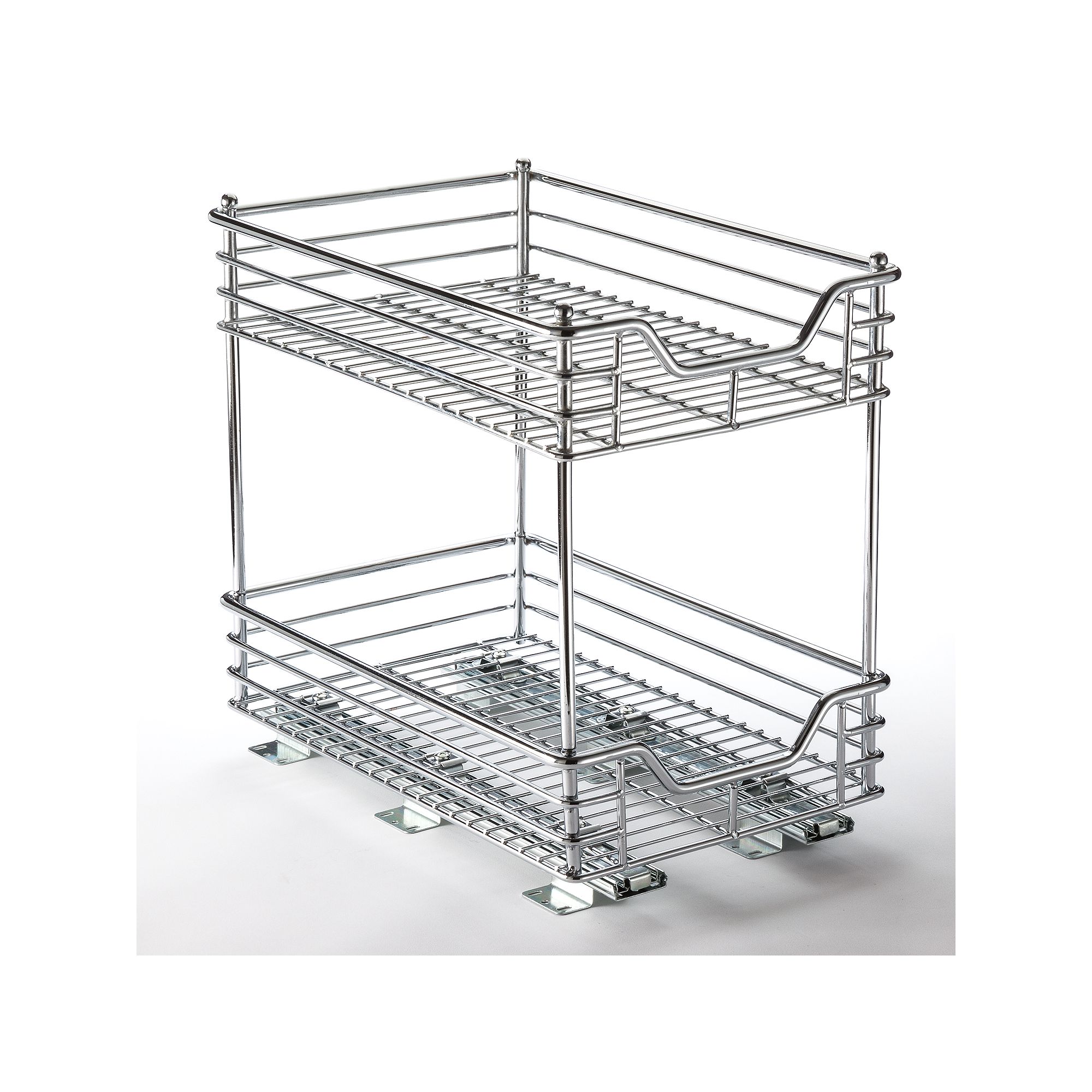 Glidez 2-Tier 16.5 x 11.5 Sliding Under-Cabinet Organizer, Grey