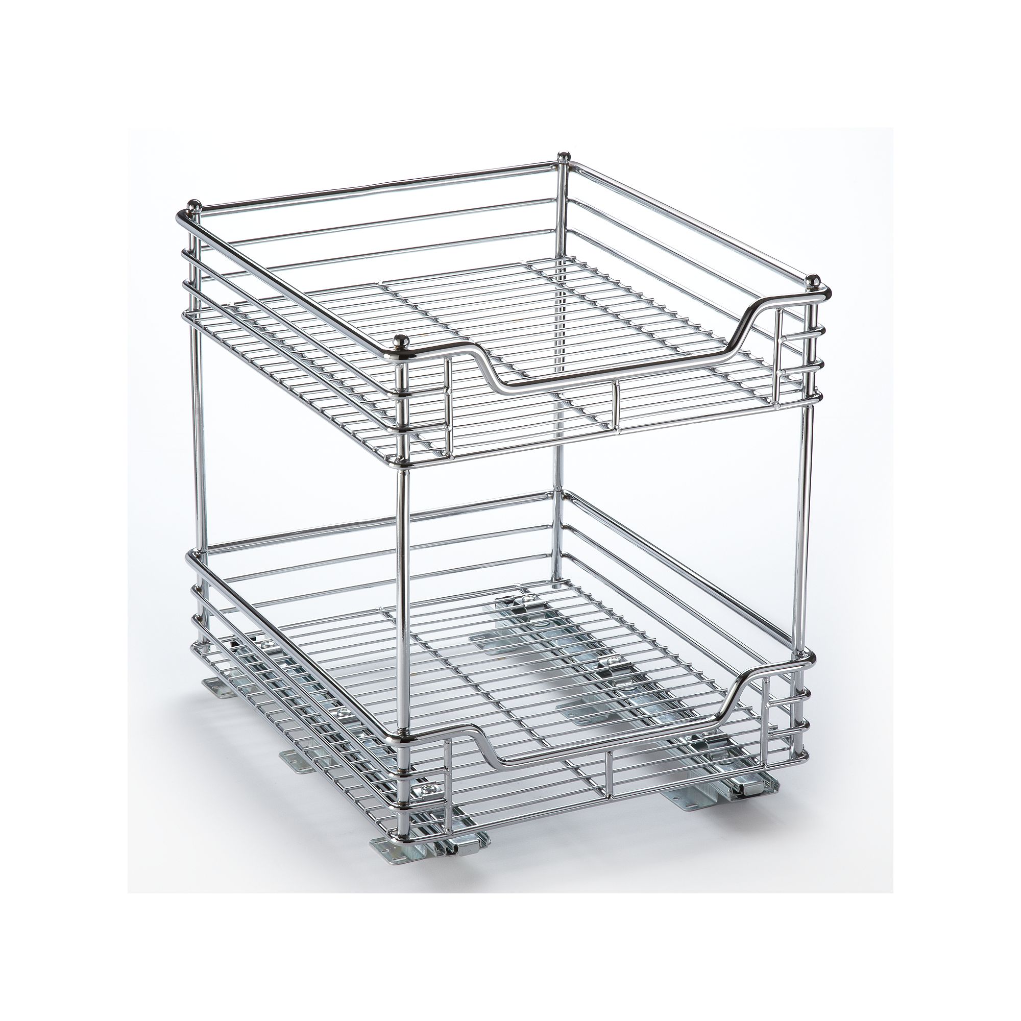 Glidez 2-Tier 16.5 x 14.5 Sliding Under-Cabinet Organizer, Grey