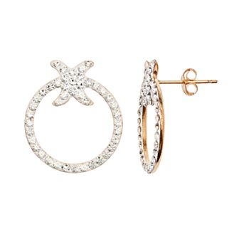 14k Gold-Bonded Sterling Silver Crystal Doorknocker Earrings