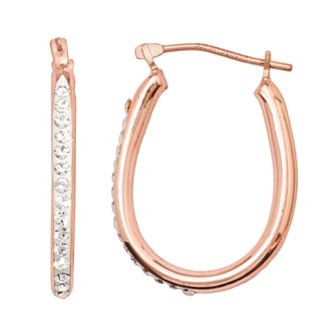 14k Gold-Bonded Sterling Silver Crystal U-Hoop Earrings