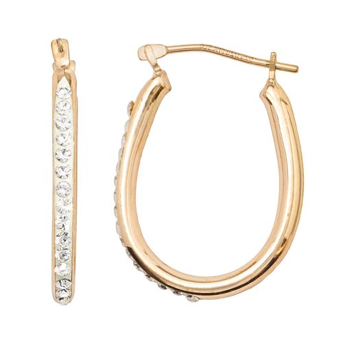 14k GoldBonded Sterling Silver Crystal UHoop Earrings