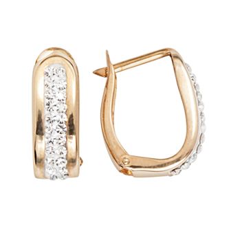 14k Gold-Bonded Sterling Silver Double Row Crystal U-Hoop Earrings