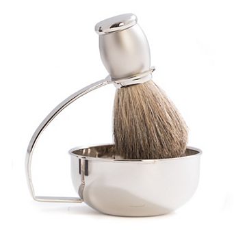 Chrome-Plated Soap Dish & Badger Shaving Brush Set