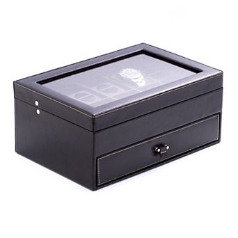 Leather Watch Storage Case with Drawer