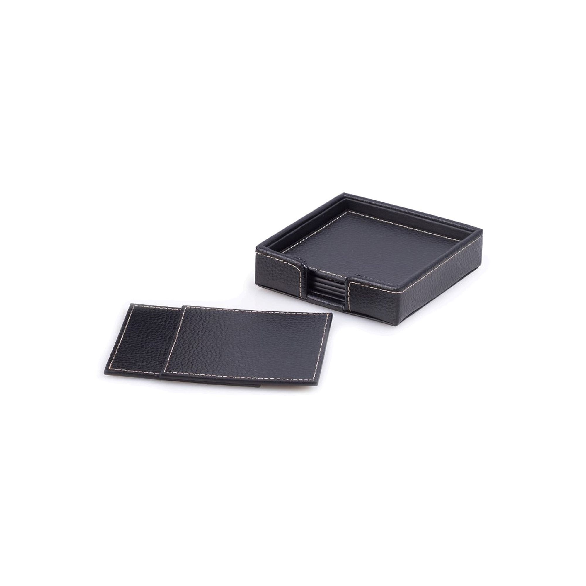 6-pc. Leather Coaster Set, Black