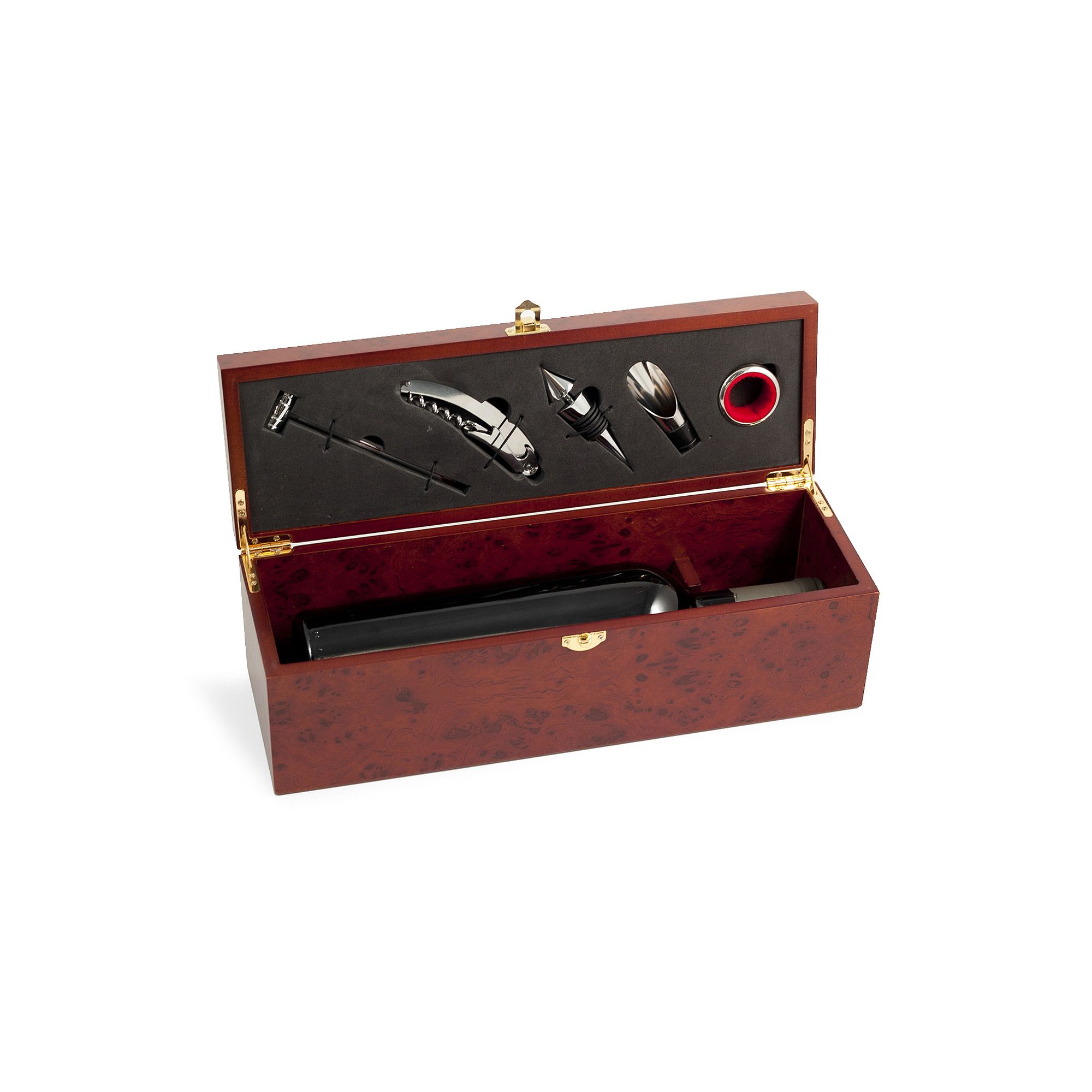 Wine Bottle Gift Box with 5-pc. Bar Set, Rosewood
