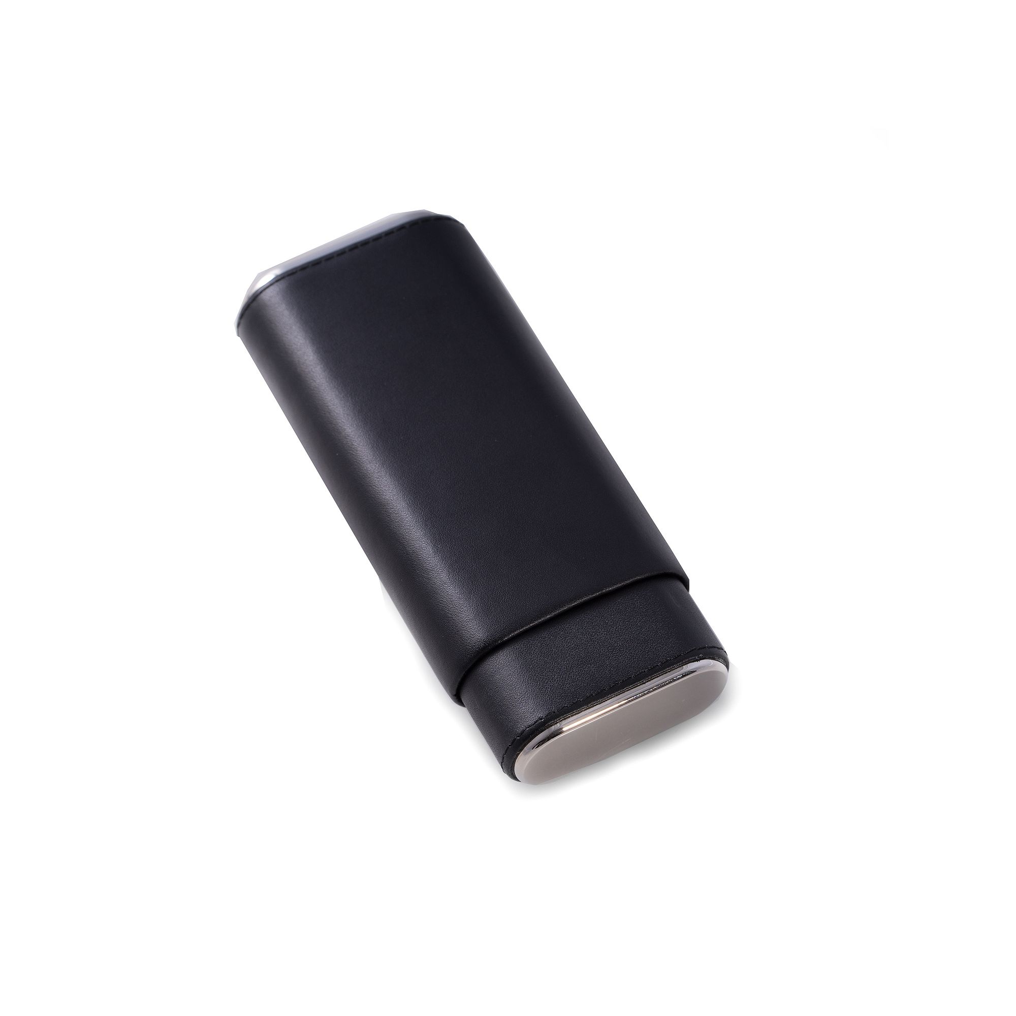Leather Telescoping Triple Cigar Case, Black