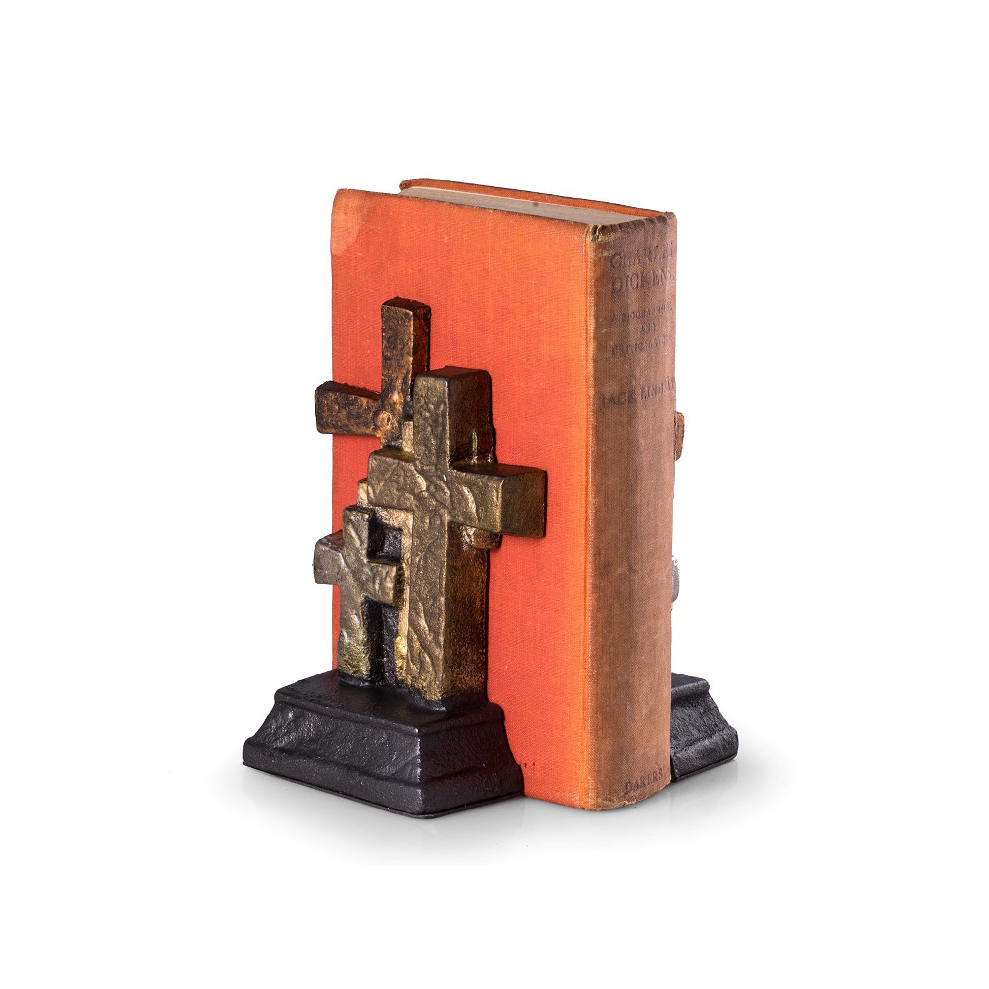 Cross Bookend Table Decor 2-piece Set, Bronze