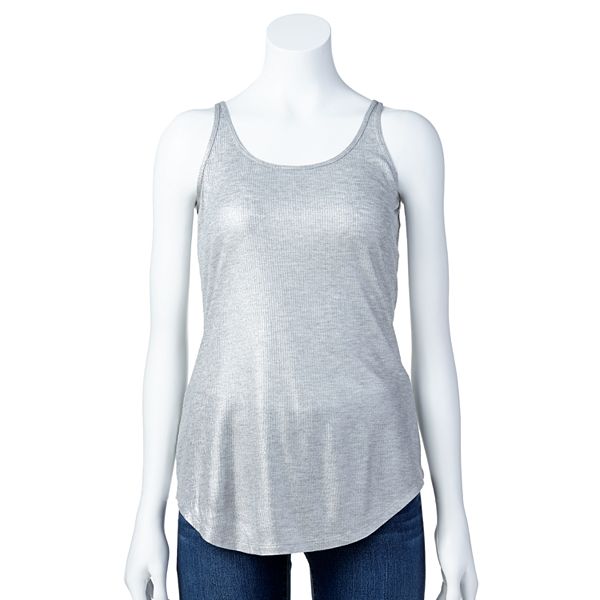 Women's Jennifer Lopez Ribbed Foil Tank