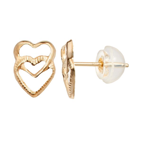 Junior Jewels 14k Gold Heart Stud Earrings - Kids