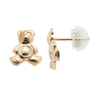 Junior Jewels Kids 14k Gold Teddy Bear Stud Earrings