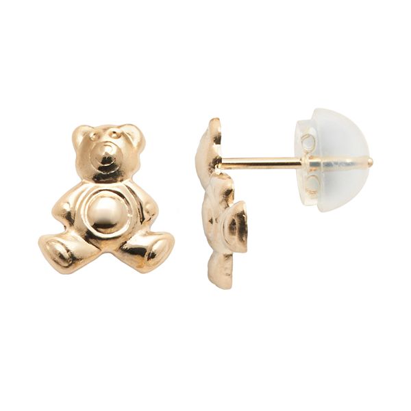 Junior Jewels 14k Gold Teddy Bear Stud Earrings - Kids