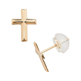 Junior Jewels Kids 14k Gold Cross Stud Earrings