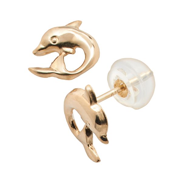 Junior Jewels 14k Gold Dolphin Stud Earrings - Kids