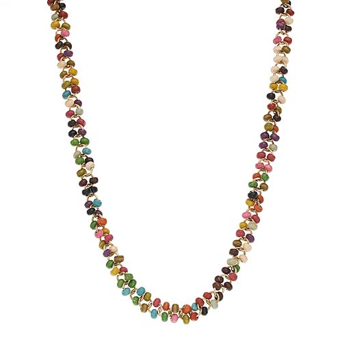 Mudd® Gold Tone Seed Bead Long Necklace