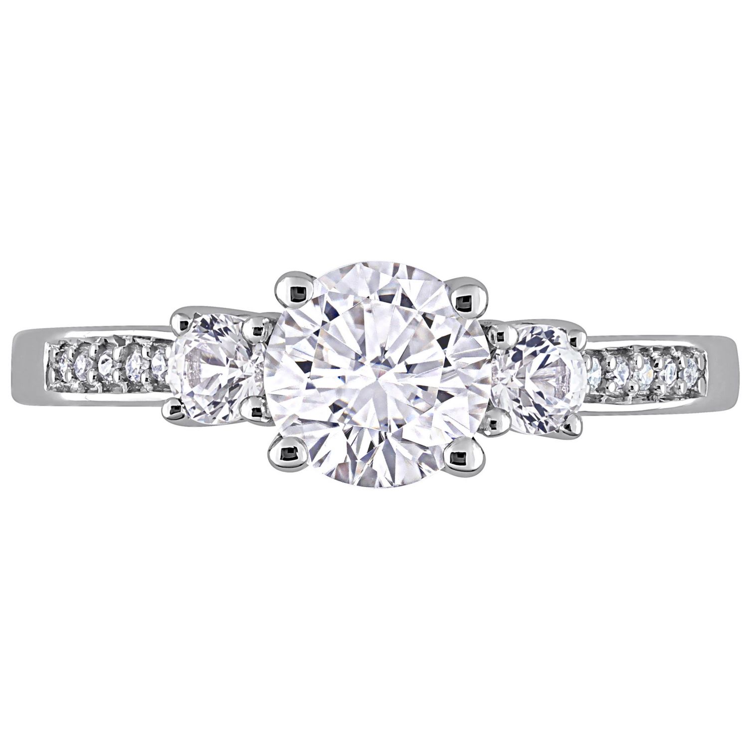 10k White Gold Lab-Created White Sapphire Diamond Accent 3-Stone ...