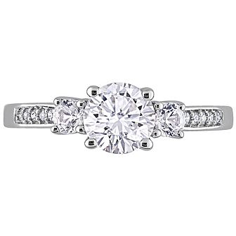 Stella Grace 10k White Gold Lab-Created White Sapphire & Diamond Accent 3-Stone Engagement Ring