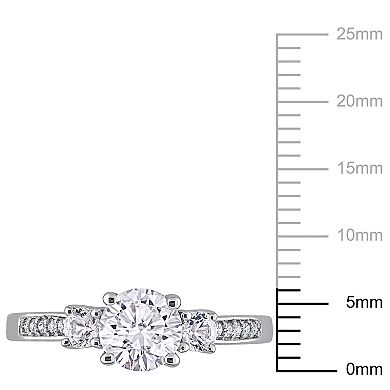 Stella Grace 10k White Gold Lab-Created White Sapphire and Diamond Accent 3-Stone Engagement Ring