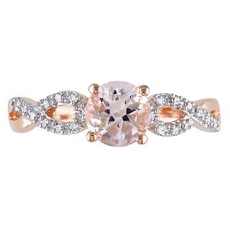 Stella Grace Morganite and 1/10 Carat T.W. Diamond Engagement Ring in 10k Rose Gold
