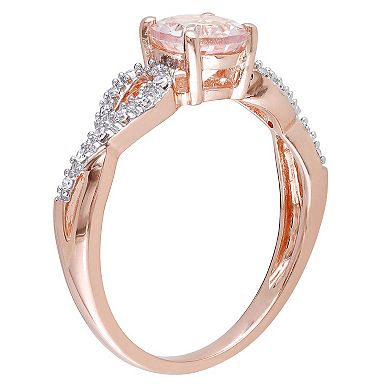 Stella Grace Morganite and 1/10 Carat T.W. Diamond Engagement Ring in 10k Rose Gold