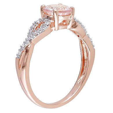 Stella Grace Morganite and 1/10 Carat T.W. Diamond Engagement Ring in 10k Rose Gold