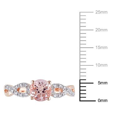 Stella Grace Morganite and 1/10 Carat T.W. Diamond Engagement Ring in 10k Rose Gold