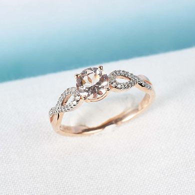 Stella Grace Morganite and 1/10 Carat T.W. Diamond Engagement Ring in 10k Rose Gold