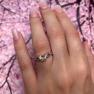 Stella Grace Morganite and 1/10 Carat T.W. Diamond Engagement Ring in 10k Rose Gold