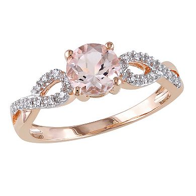 Stella Grace Morganite and 1/10 Carat T.W. Diamond Engagement Ring in 10k Rose Gold