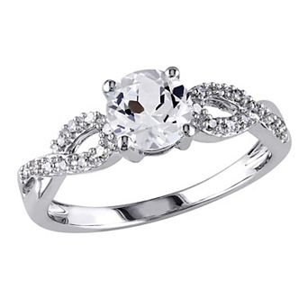 Stella Grace 10k White Gold 1/10 Carat T.W. Diamond & Lab-Created White Sapphire Twist Wedding Ring