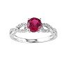 Stella Grace Lab-Created Ruby and 1/10 Carat T.W. Diamond Engagement Ring in 10k White Gold