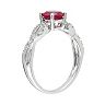 Stella Grace Lab-Created Ruby and 1/10 Carat T.W. Diamond Engagement Ring in 10k White Gold