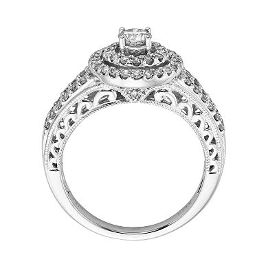 14k White Gold 3/4-ct. T.W. Round-Cut IGL Certified Halo Wedding Ring
