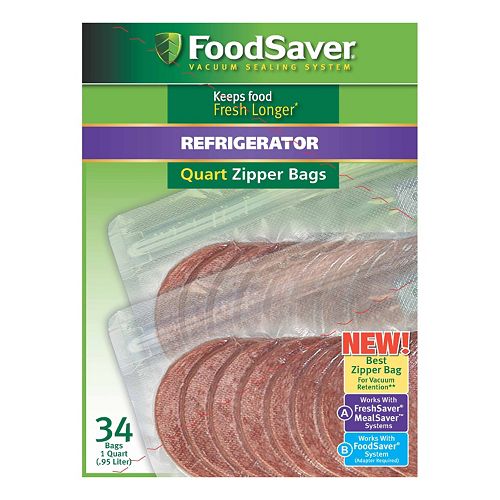 FoodSaver 1qt. Refrigerator Zipper Bags 34pk.