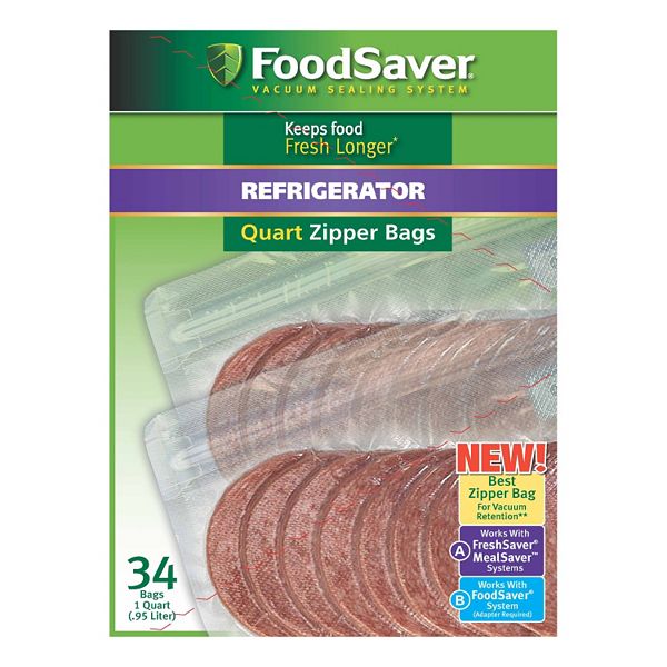 FoodSaver 1qt. Refrigerator Zipper Bags 34pk.