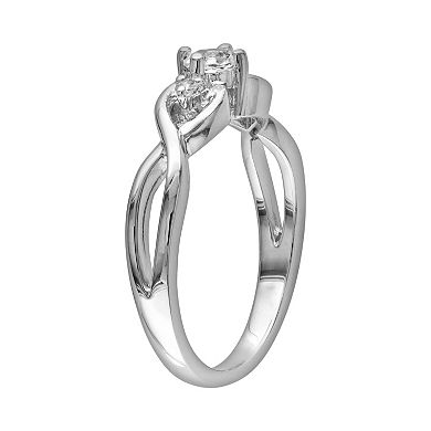 Stella Grace Sterling Silver Lab-Created White Sapphire and Diamond Accent Infinity Ring