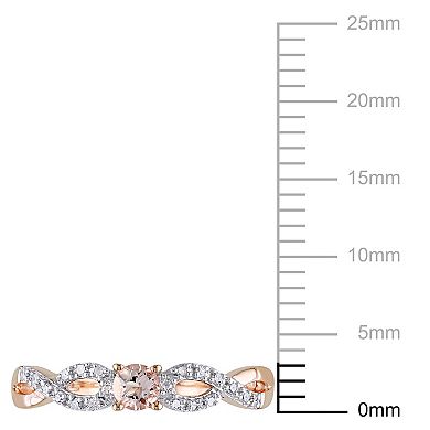 Stella Grace Rose Rhodium-Plated Sterling Silver Morganite and Diamond Accent Infinity Ring