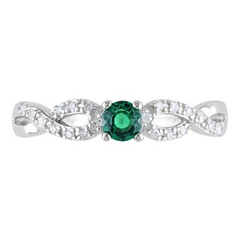 Stella Grace Sterling Silver Lab-Created Emerald and Diamond Accent Infinity Ring