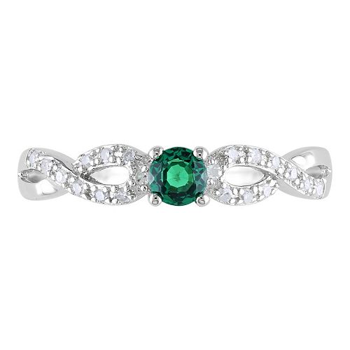 Stella Grace Sterling Silver LabCreated Emerald and Diamond Accent