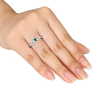 Stella Grace Sterling Silver Lab-Created Emerald and Diamond Accent Infinity Ring