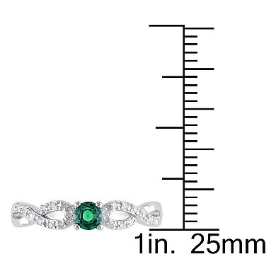 Stella Grace Sterling Silver Lab-Created Emerald and Diamond Accent Infinity Ring